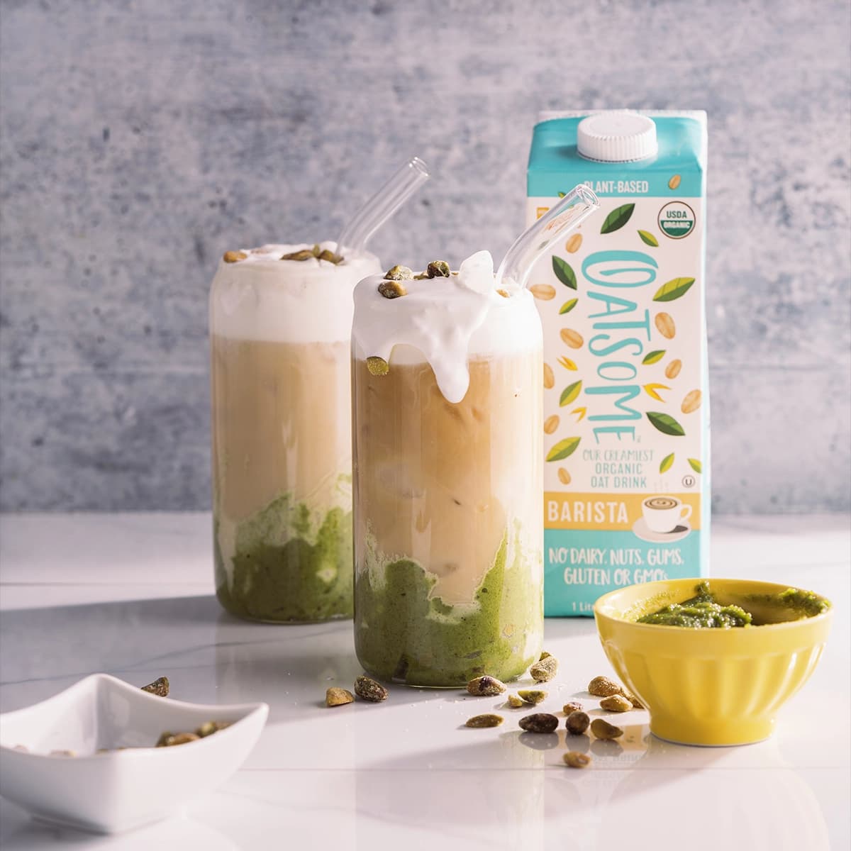 Iced Pistachio Oat Milk Latte
